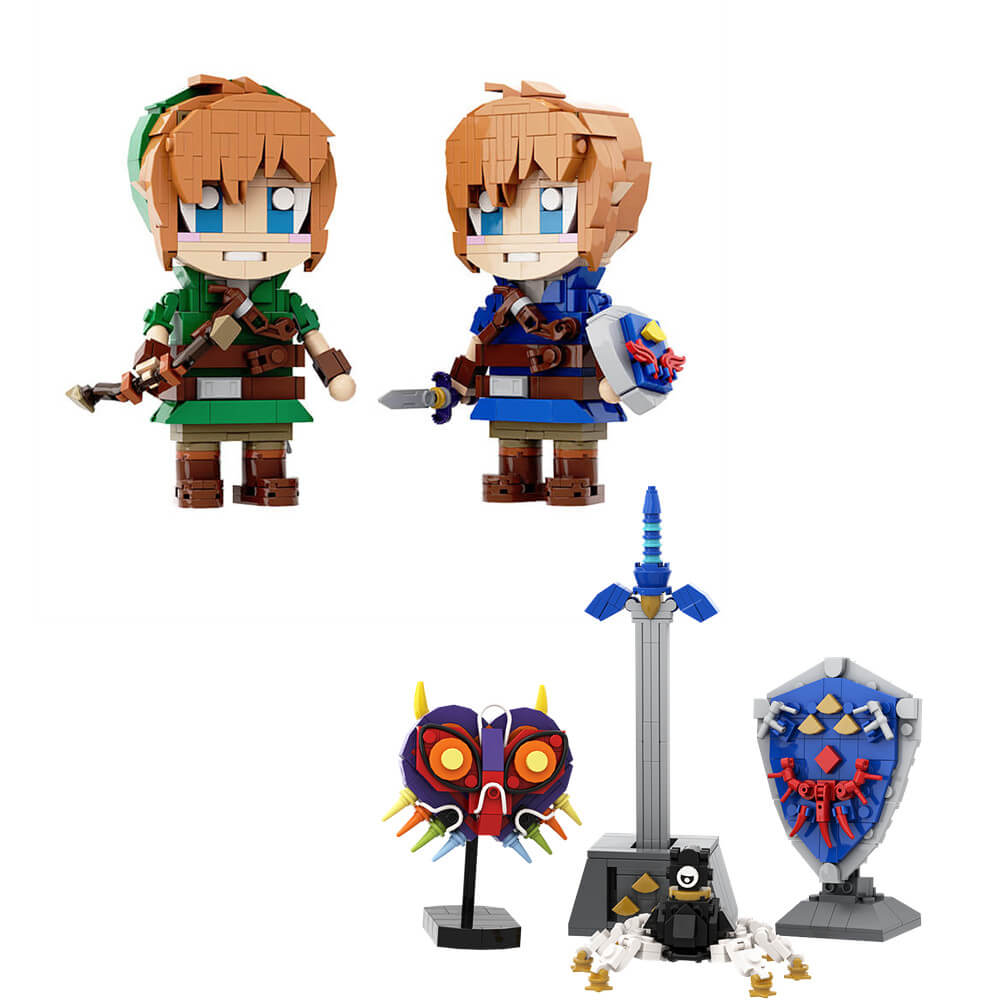 Link Figure &Mini Collection - Master Sword/ Shield/ Guardians/ Majora's Mask - ZeIda MOC Building Block Bricks |MocPixel Link Figure &Mini Collection - Master Sword/ Shield/ Guardians/ Majora's Mask - ZeIda MOC Building Block Bricks |MocPixel - Both Link Figures+EQUIP Collection Lego Block Sets Alternative