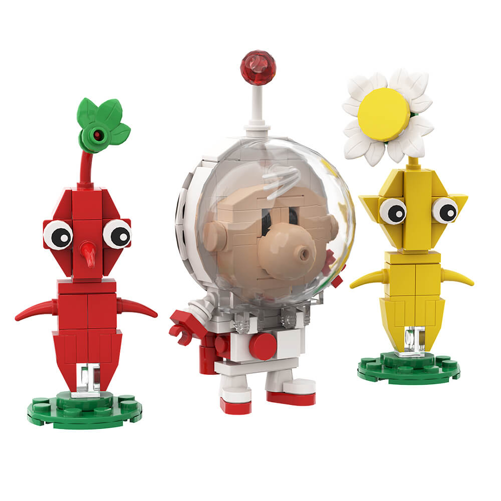 Captain Olimar - Pikmin MOC Building Block Bricks |MocPixel Captain Olimar - Pikmin MOC Building Block Bricks |MocPixel - Olimar+ 8*Pikmin + Bulbmin& Dog Lego Block Sets Alternative