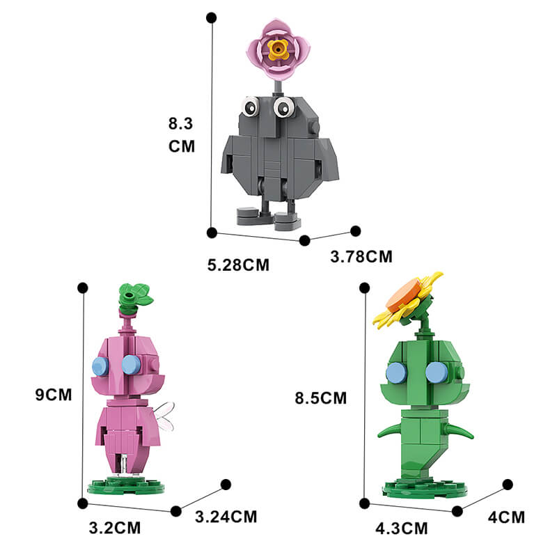 Captain Olimar - Pikmin MOC Building Block Bricks |MocPixel Captain Olimar - Pikmin MOC Building Block Bricks |MocPixel - 3*Pikmin(Grey+Pink+Green) Lego Block Sets Alternative