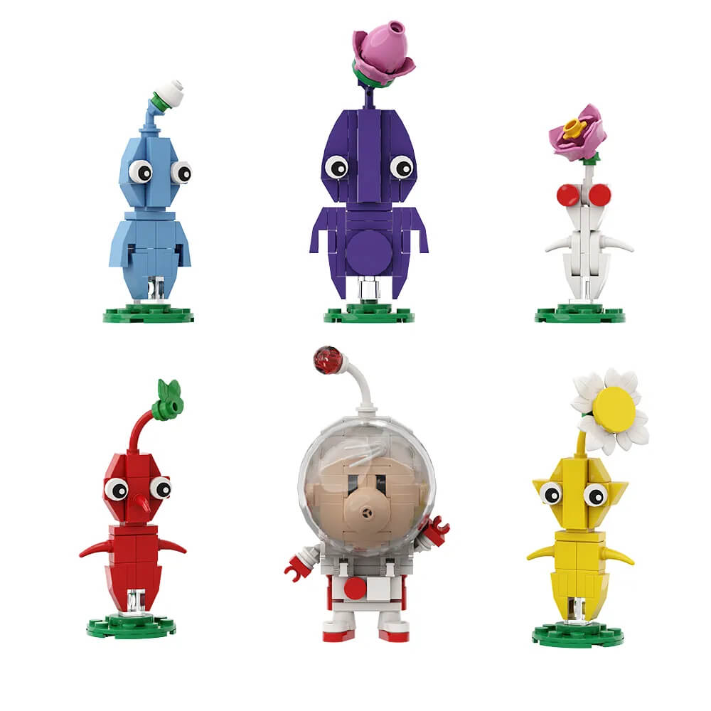 Captain Olimar - Pikmin MOC Building Block Bricks |MocPixel Captain Olimar - Pikmin MOC Building Block Bricks |MocPixel - Olimar with 5 Pikmin Lego Block Sets Alternative
