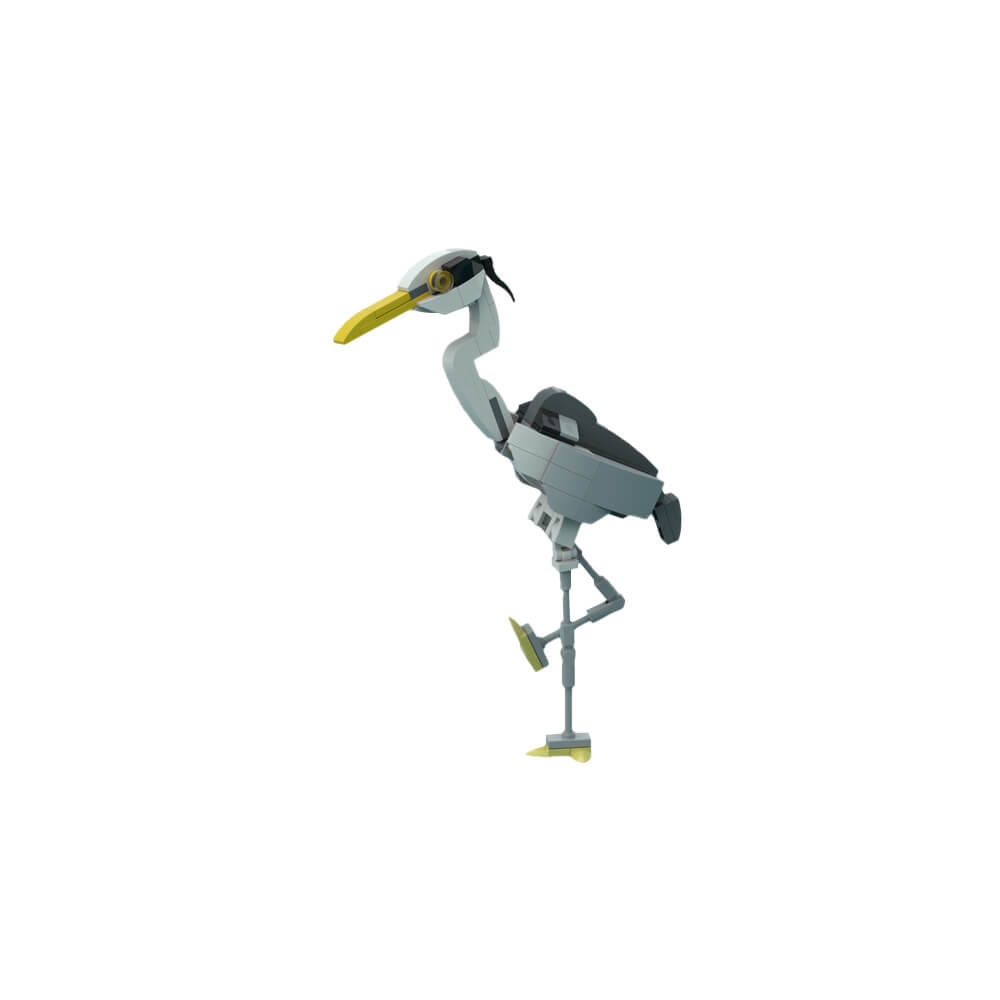 109PCS Gray Heron (Ardea Cinerea) - Posable And Elegant MOC Building Block Bricks |MocPixel