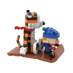 Calvin And Hobbes Sled MOC Building Block Bricks |MocPixel