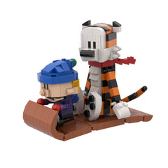 Calvin And Hobbes Sled MOC Building Block Bricks |MocPixel