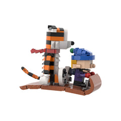Calvin And Hobbes Sled MOC Building Block Bricks |MocPixel