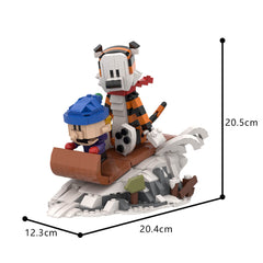 Calvin And Hobbes Sled MOC Building Block Bricks |MocPixel