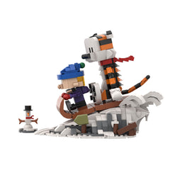 Calvin And Hobbes Sled MOC Building Block Bricks |MocPixel