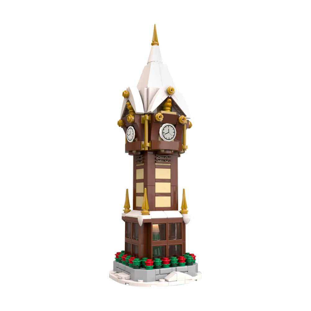 340PCS Christmas Street Clock - Winter Village Advent Calendar MOC Building Block Bricks |MocPixel