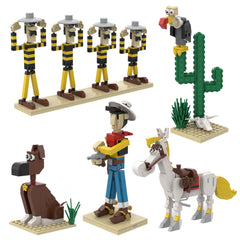 Luke with Lucky Cactus/ Rantanplan/ Jolly Jumper/ Dalton MOC Building Block Bricks |MocPixel
