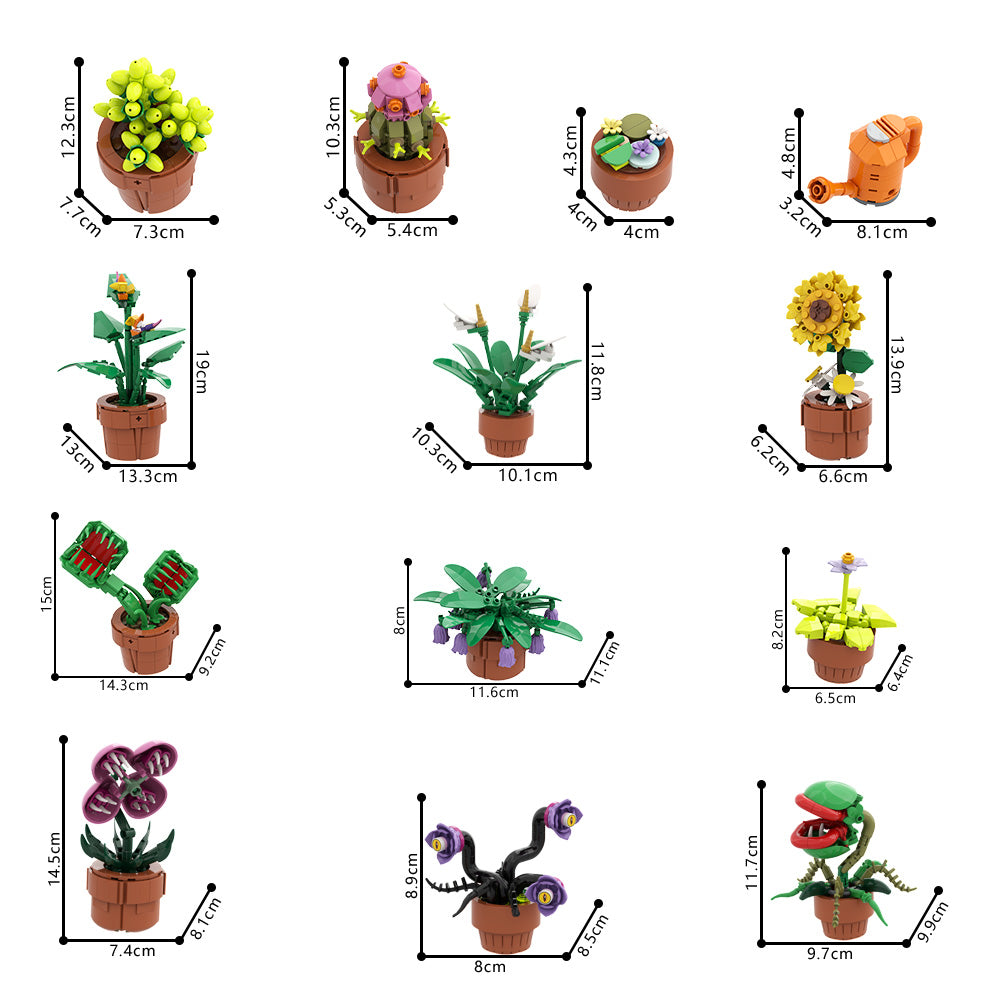 Small Potted Plants Series MOC Building Block Bricks |MocPixel