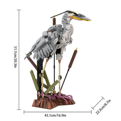 1715PCS Ardea cinerea，Grey Heron MOC Building Block Bricks |MocPixel