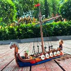 454PCS Viking Longship Drakkar/ Karvi /Snekkje MOC Building Block Bricks |MocPixel