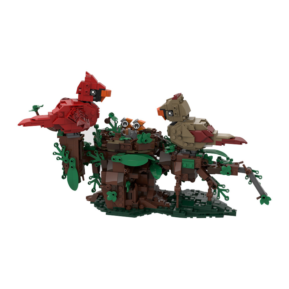 991PCS Northern Cardinals With Nest MOC Building Block Bricks |MocPixel