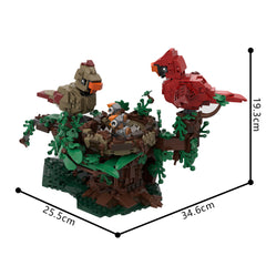 991PCS Northern Cardinals With Nest MOC Building Block Bricks |MocPixel