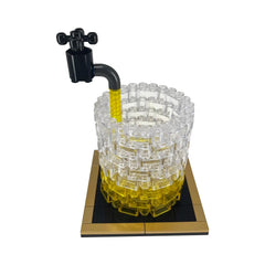 267PCS Whiskey Glass - Life-Size Replica With Gold Plated Coaster MOC Building Block Bricks |MocPixel