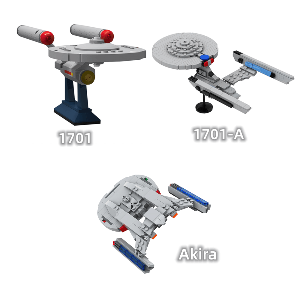 U.S.S. Enterprise NCC-1701/ Akira/ Type-6 Spacecrafts from Star Trek MOC Building Block Bricks |MocPixel U.S.S. Enterprise NCC-1701/ Akira/ Type-6 Spacecrafts from Star Trek MOC Building Block Bricks |MocPixel - 3 Kits (1701 Combo + Akira) Lego Block Sets Alternative