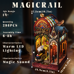 Magic Station LED Book Nook Kit for Adults--Wooden Dollhouse Kit, 3D Puzzles for Adults, Book Lovers Gifts