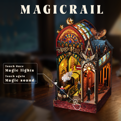 Magic Station LED Book Nook Kit for Adults--Wooden Dollhouse Kit, 3D Puzzles for Adults, Book Lovers Gifts