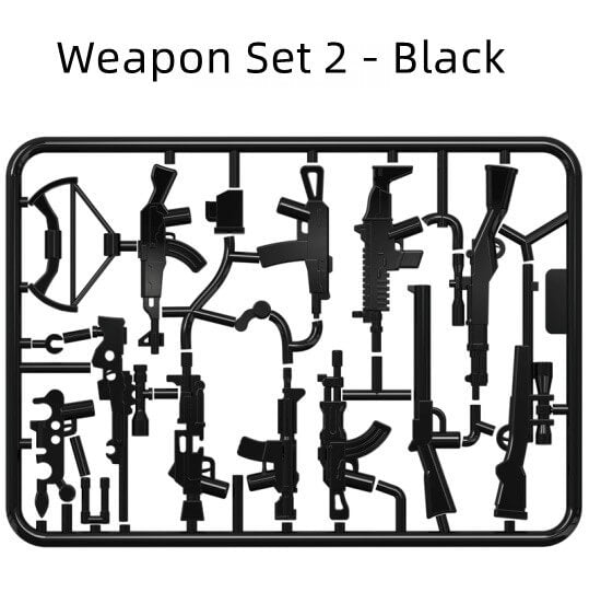 Mini Military Weapon MOC Building Blocks for Minifig |MocPixel Mini Military Weapon MOC Building Blocks for Minifig |MocPixel - Weapon Set 2 - Black Lego Block Sets Alternative
