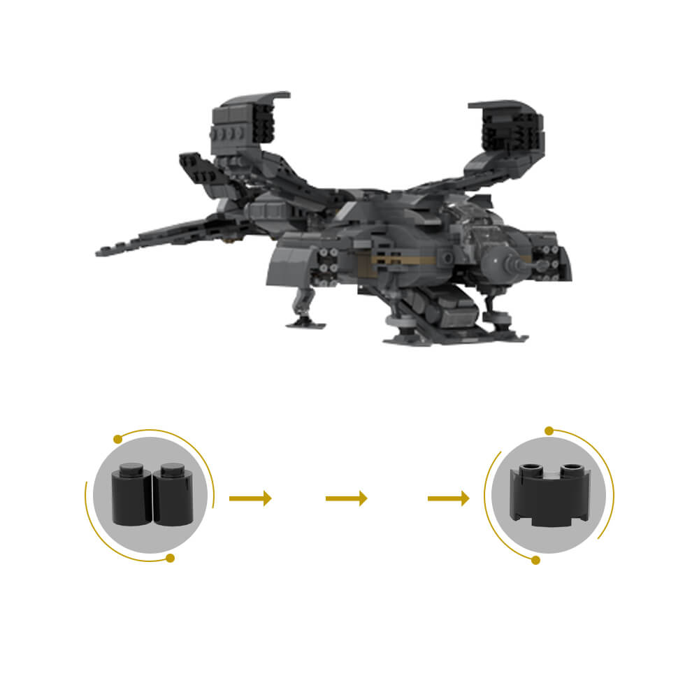 Micro Aliens Series PART I : UD-4L Dropship Flying/ Landing Type MOC Building Block Bricks |MocPixel Micro Aliens Series PART I : UD-4L Dropship Flying/ Landing Type MOC Building Block Bricks |MocPixel - Flying+Landing Type Lego Block Sets Alternative