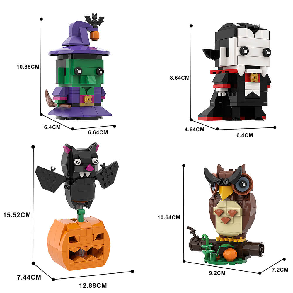 Halloween Figure & Witch Hat Wreath Ornaments MOC Building Block Bricks |MocPixel Halloween Figure & Witch Hat Wreath Ornaments MOC Building Block Bricks |MocPixel - 4 Figure Combo Lego Block Sets Alternative