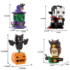 Halloween Figure & Witch Hat Wreath Ornaments MOC Building Block Bricks |MocPixel Halloween Figure & Witch Hat Wreath Ornaments MOC Building Block Bricks |MocPixel - 4 Figure Combo Lego Block Sets Alternative