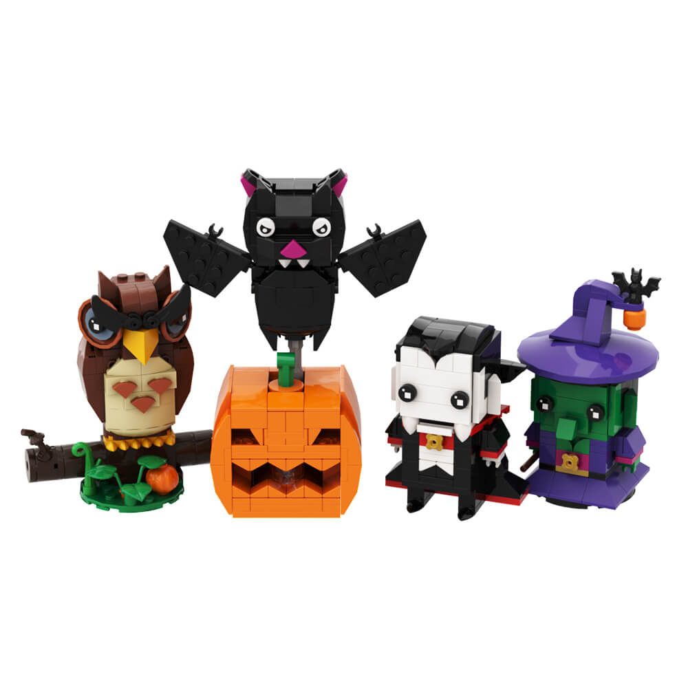 Halloween Figure & Witch Hat Wreath Ornaments MOC Building Block Bricks |MocPixel Halloween Figure & Witch Hat Wreath Ornaments MOC Building Block Bricks |MocPixel - 5 Sets Collection(INC Wreath) Lego Block Sets Alternative
