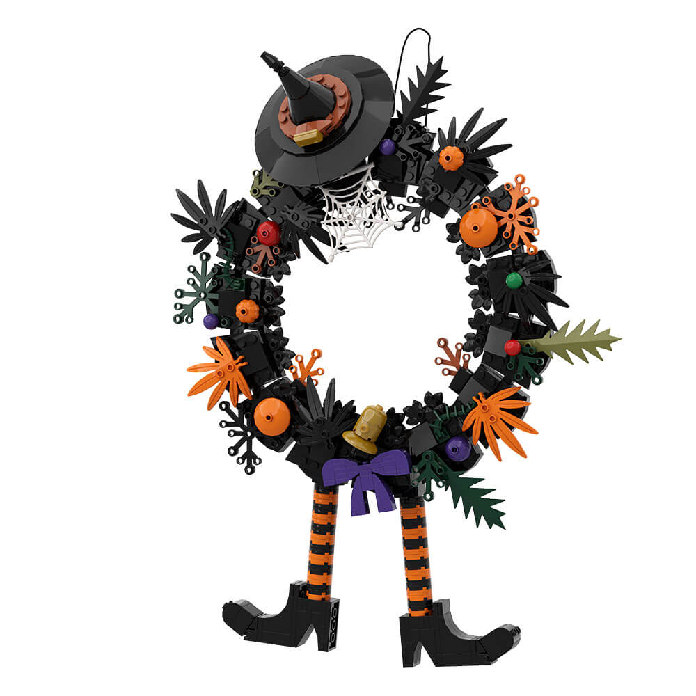 Halloween Figure & Witch Hat Wreath Ornaments MOC Building Block Bricks |MocPixel Halloween Figure & Witch Hat Wreath Ornaments MOC Building Block Bricks |MocPixel - 5 Sets Collection(INC Wreath) Lego Block Sets Alternative