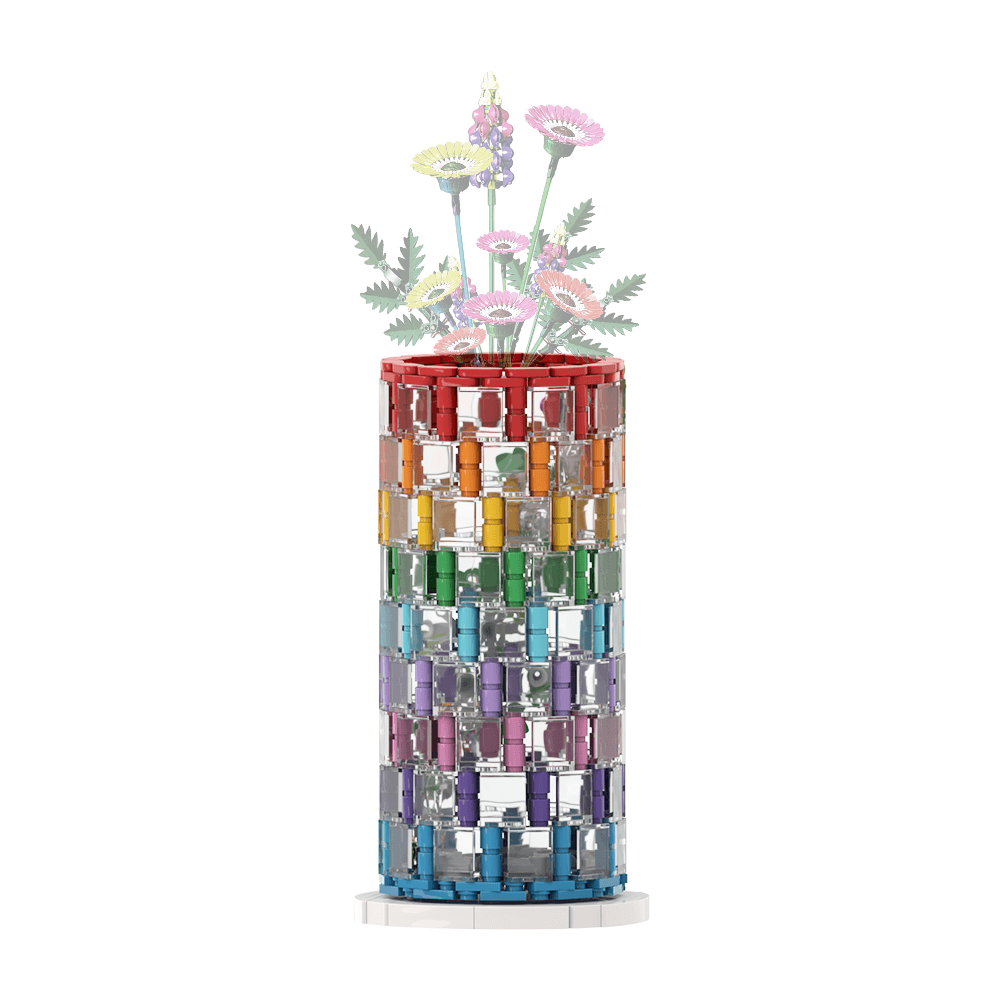 483PCS Rainbow Color Vase MOC Building Block Bricks |MocPixel Lego alternatives