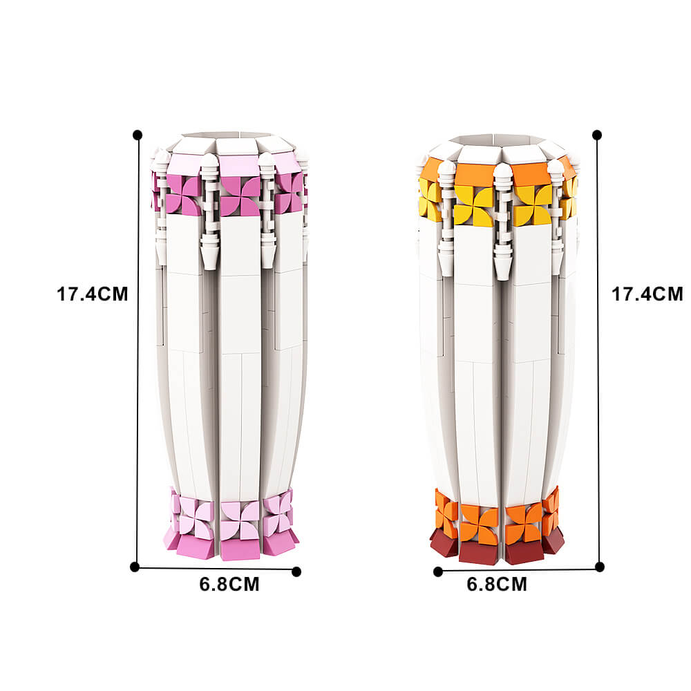 Follower & Vase Pink Sunrise/ Purple Verbena & Vase(Sunflowers Style) Love Gift MOC Building Block Bricks |MocPixel Follower & Vase Pink Sunrise/ Purple Verbena & Vase(Sunflowers Style) Love Gift MOC Building Block Bricks |MocPixel - Pink+Orange Vases Lego Block Sets Alternative