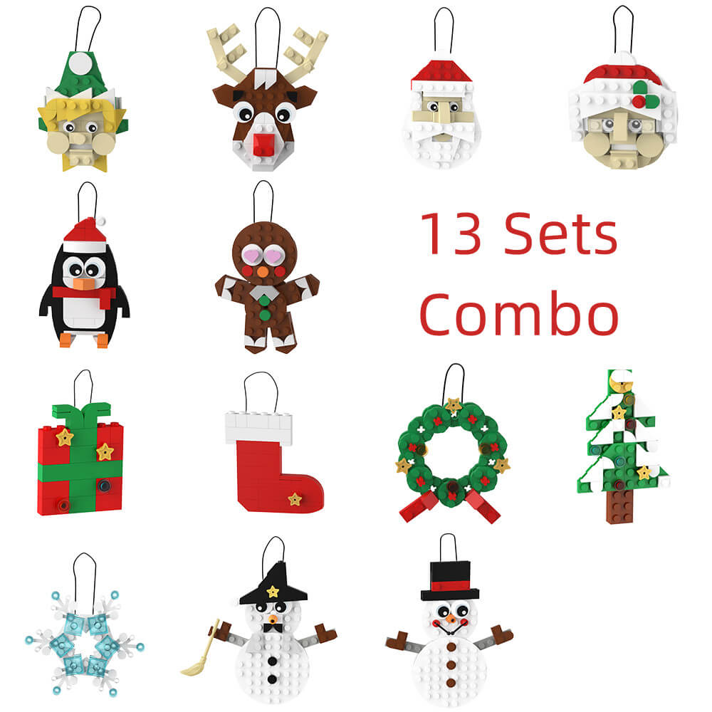 Christmas Pendant - MOC MOC Building Block Bricks |MocPixel Christmas Pendant - MOC MOC Building Block Bricks |MocPixel - 13 Sets (Not Santa Claus doll) Lego Block Sets Alternative