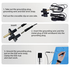 ESD Anti-Static Mat with ESD Wrist Strap and Grounding kit, ESD Safe pad for Electronic, Computer, IPhone, etc.