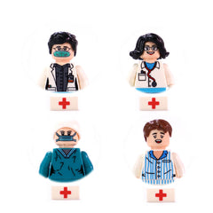 Mini Medical/Doctor Action Figure for Medical/Hospital Scene |MocPixel Mini Medical/Doctor Action Figure for Medical/Hospital Scene |MocPixel - 4*figure Lego Block Sets Alternative