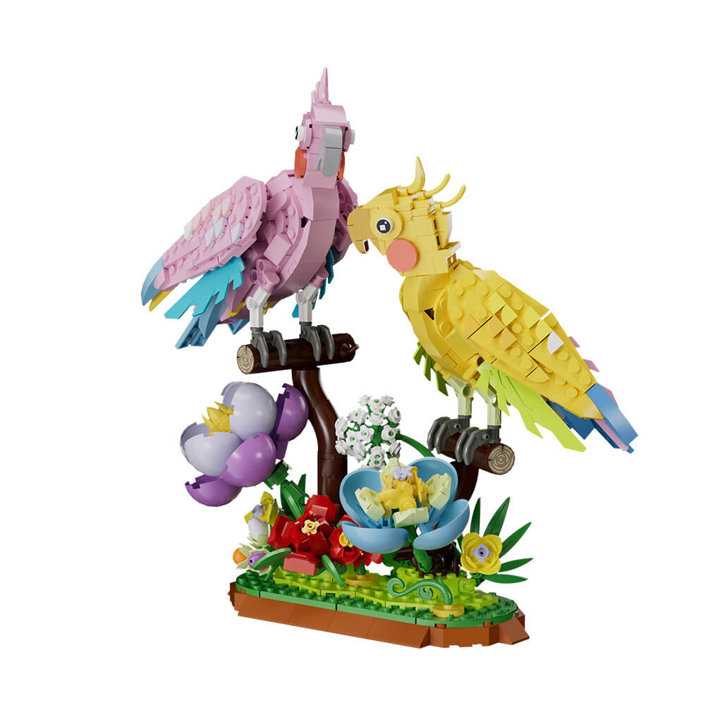637PCS Cockatiel Love Valentine's Day MOC Building Block Bricks |MocPixel