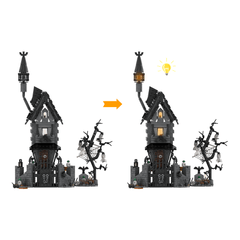 586PCS Halloween Party House With LED MOC Building Block Bricks |MocPixel
