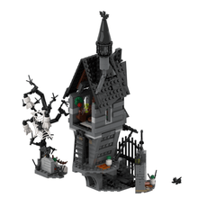 586PCS Halloween Party House With LED MOC Building Block Bricks |MocPixel
