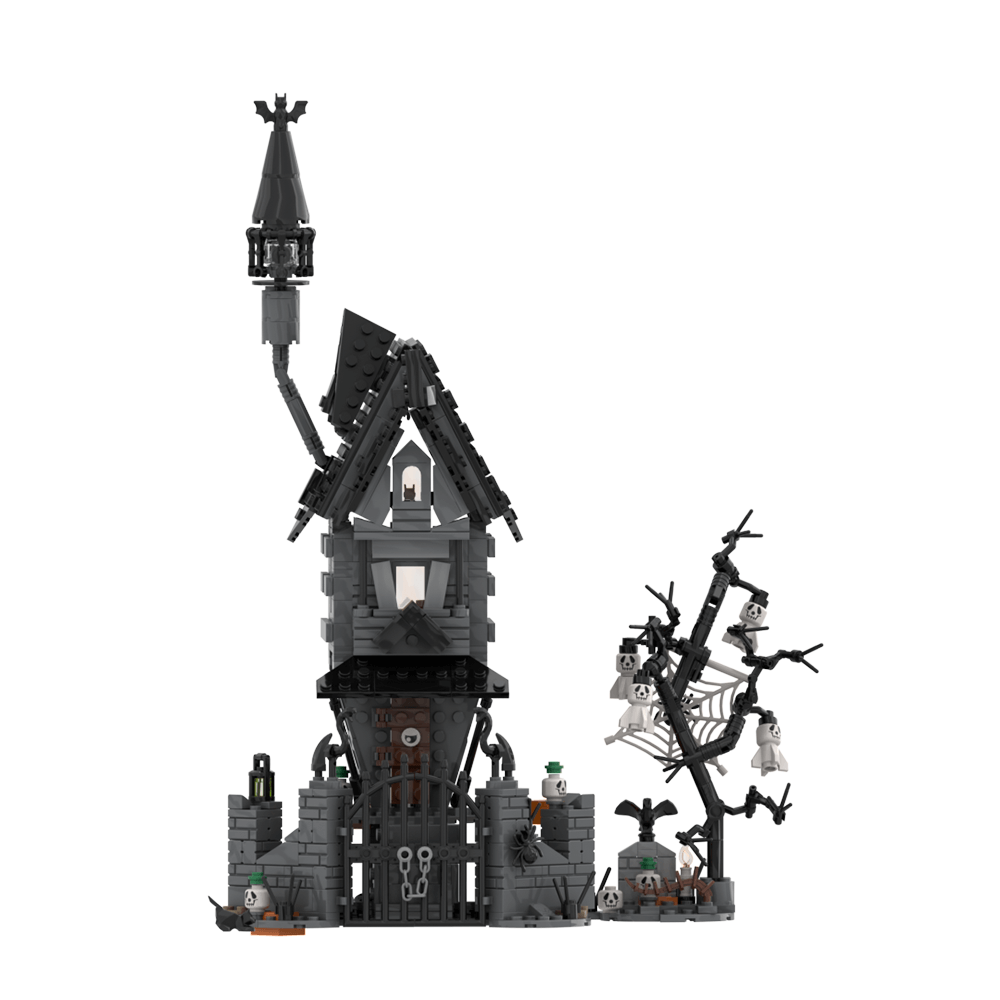 586PCS Halloween Party House With LED MOC Building Block Bricks |MocPixel
