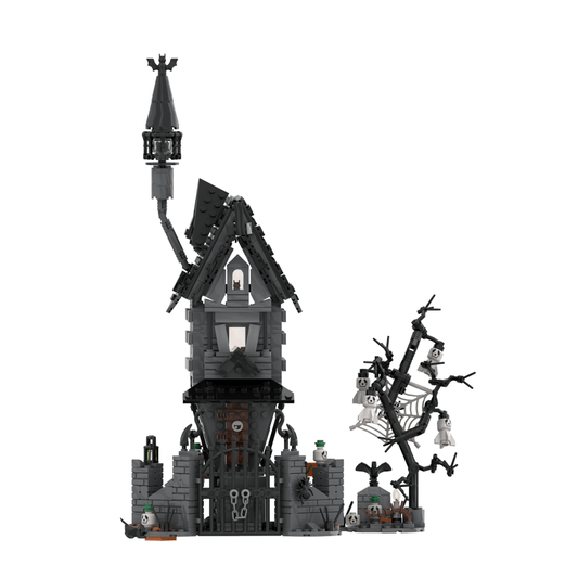 586PCS Halloween Party House With LED MOC Building Block Bricks |MocPixel 1000