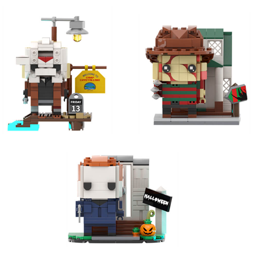 3 Killers Collection Voorhees/ Michael Myers/ Freddy Krueger Brickheadz MOC Building Blocks