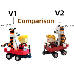 Calvin And Hobbes Wagon MOC Building Block Bricks |MocPixel
