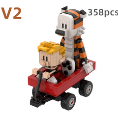 Calvin And Hobbes Wagon MOC Building Block Bricks |MocPixel