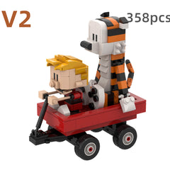 Calvin And Hobbes Wagon MOC Building Block Bricks |MocPixel