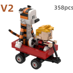 Calvin And Hobbes Wagon MOC Building Block Bricks |MocPixel