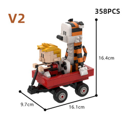 Calvin And Hobbes Wagon MOC Building Block Bricks |MocPixel