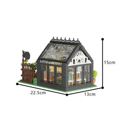 Black Flower House With LED Light MOC Building Block Bricks |MocPixel