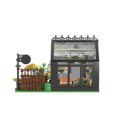 Black Flower House With LED Light MOC Building Block Bricks |MocPixel