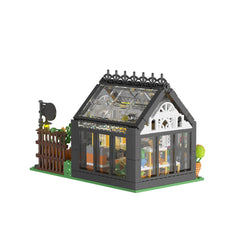 Black Flower House With LED Light MOC Building Block Bricks |MocPixel
