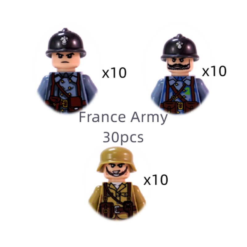 Mini WW2 Military Action Figure - America + Europe Soldiers for World War II Scene |MocPixel Mini WW2 Military Action Figure - America + Europe Soldiers for World War II Scene |MocPixel - FR-30pcs Lego Block Sets Alternative
