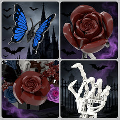 Nether Butterfly Bone, Dark Night Rose/ Crimson Rose-Goth Series MOC Building Block Bricks |MocPixel
