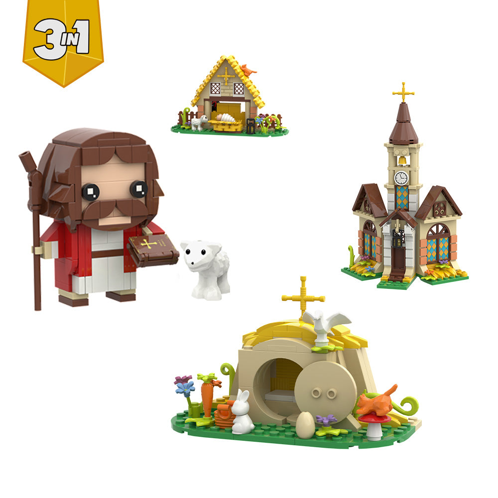 382PCS 3 in 1- Easter Jesus MOC Building Block Bricks |MocPixel