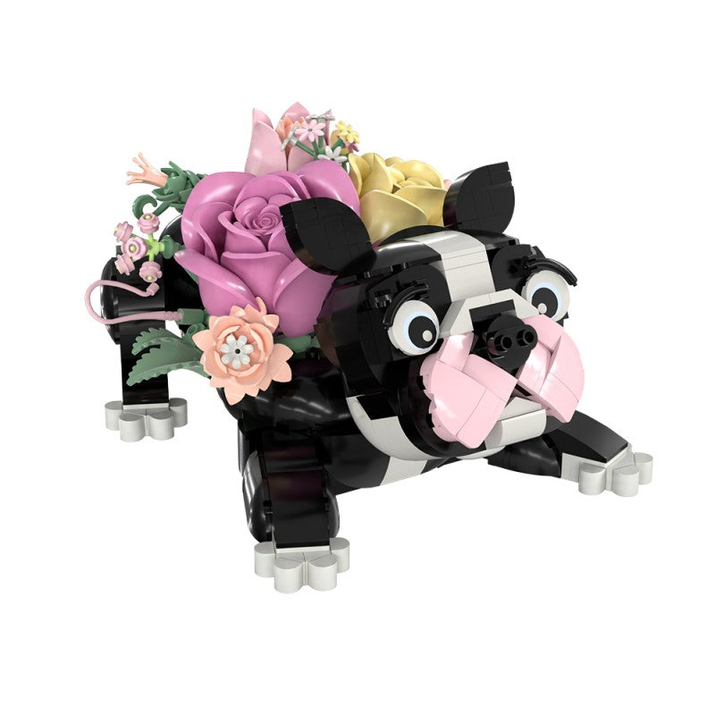 595PCS French Bulldog Flower MOC Building Block Bricks |MocPixel